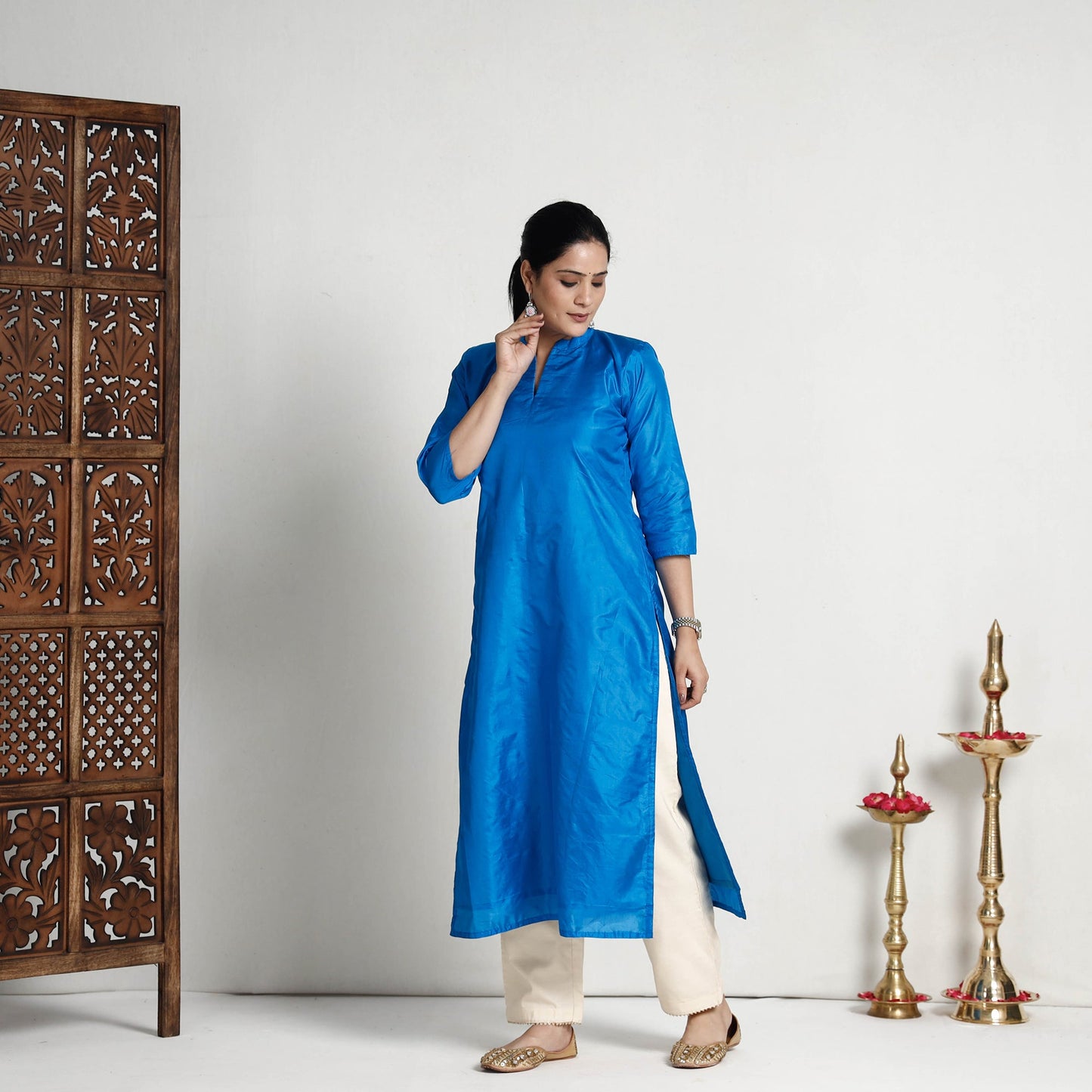 Buy Ethnic Plain Pure Silk Kurta for Women