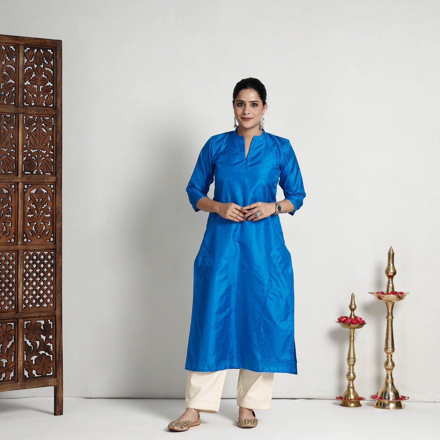 Buy Ethnic Plain Pure Silk Kurta for Women