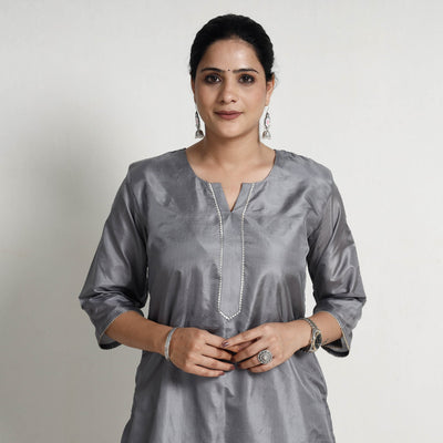 Buy Ethnic Plain Pure Silk Kurta Online at iTokri.com