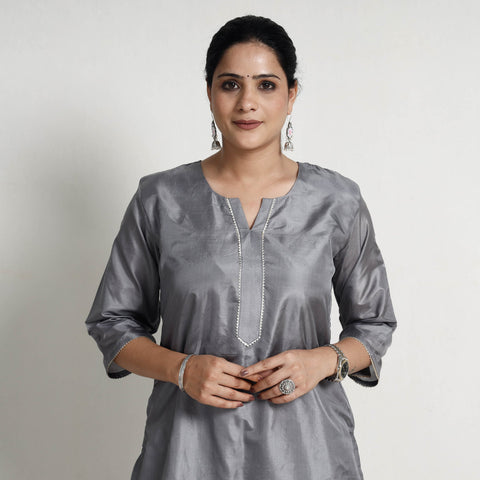 Buy Ethnic Plain Pure Silk Kurta Online at iTokri.com