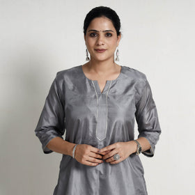 Buy Ethnic Plain Pure Silk Kurta Online at iTokri.com