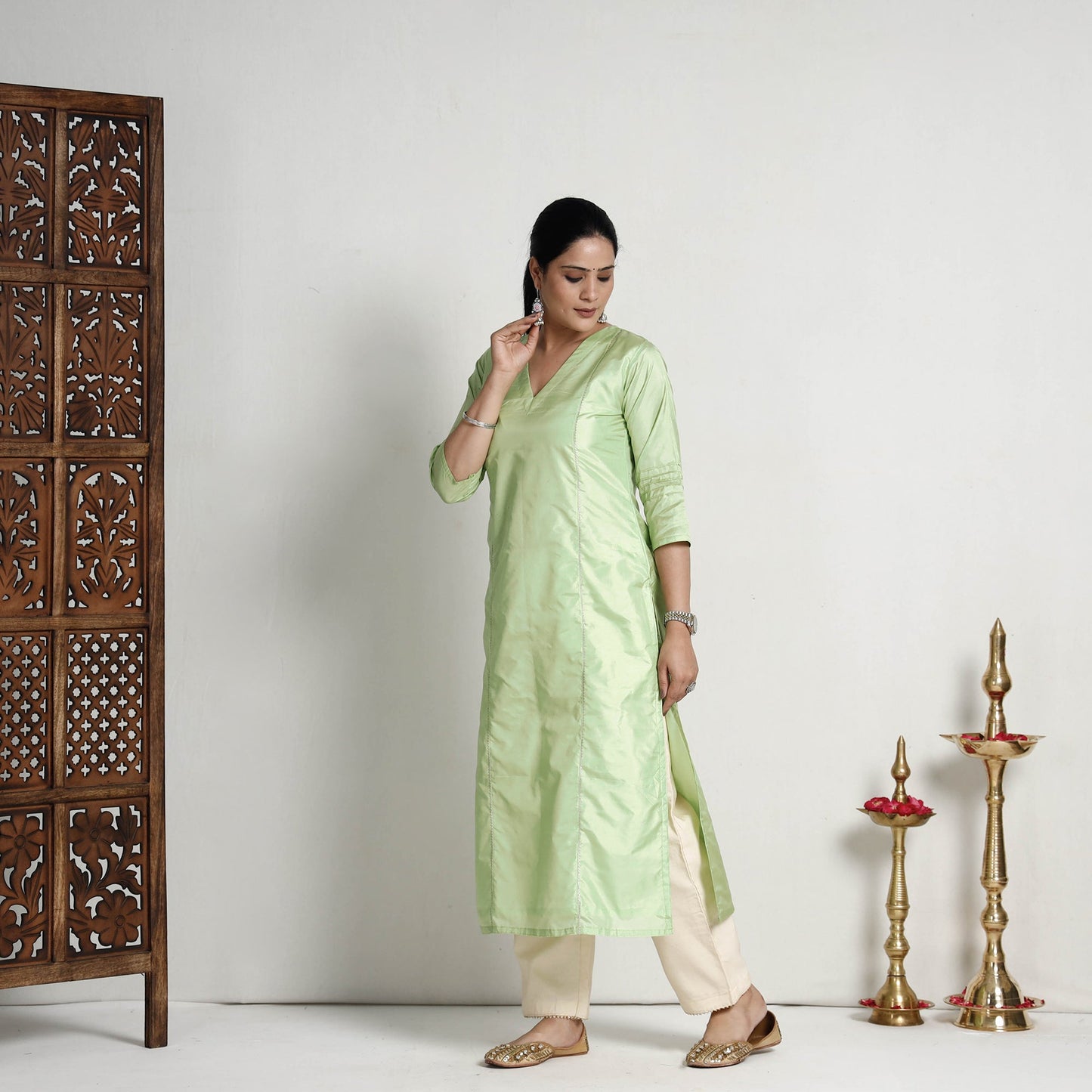 plain silk kurta
