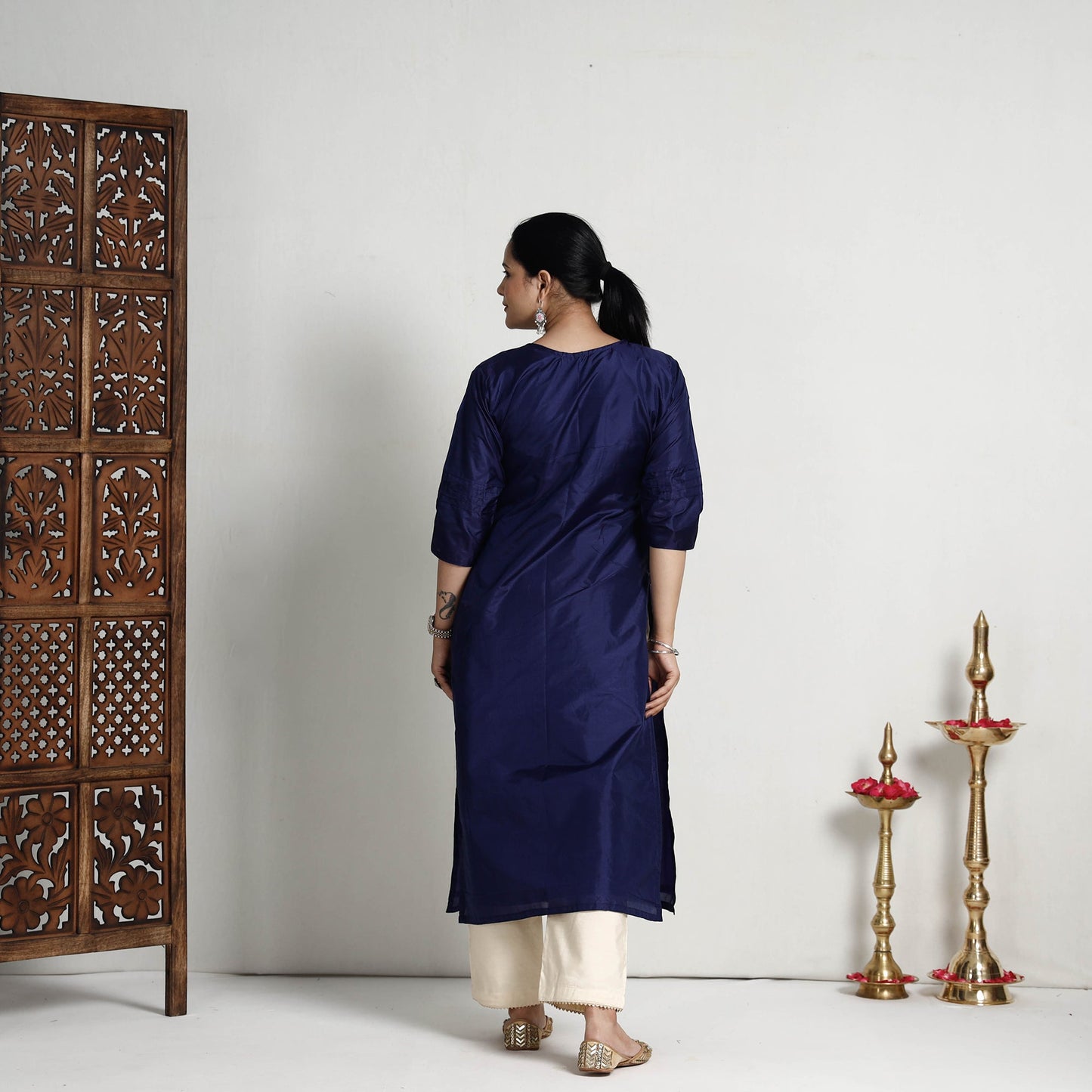 Buy Ethnic Plain Pure Silk Kurta for Women