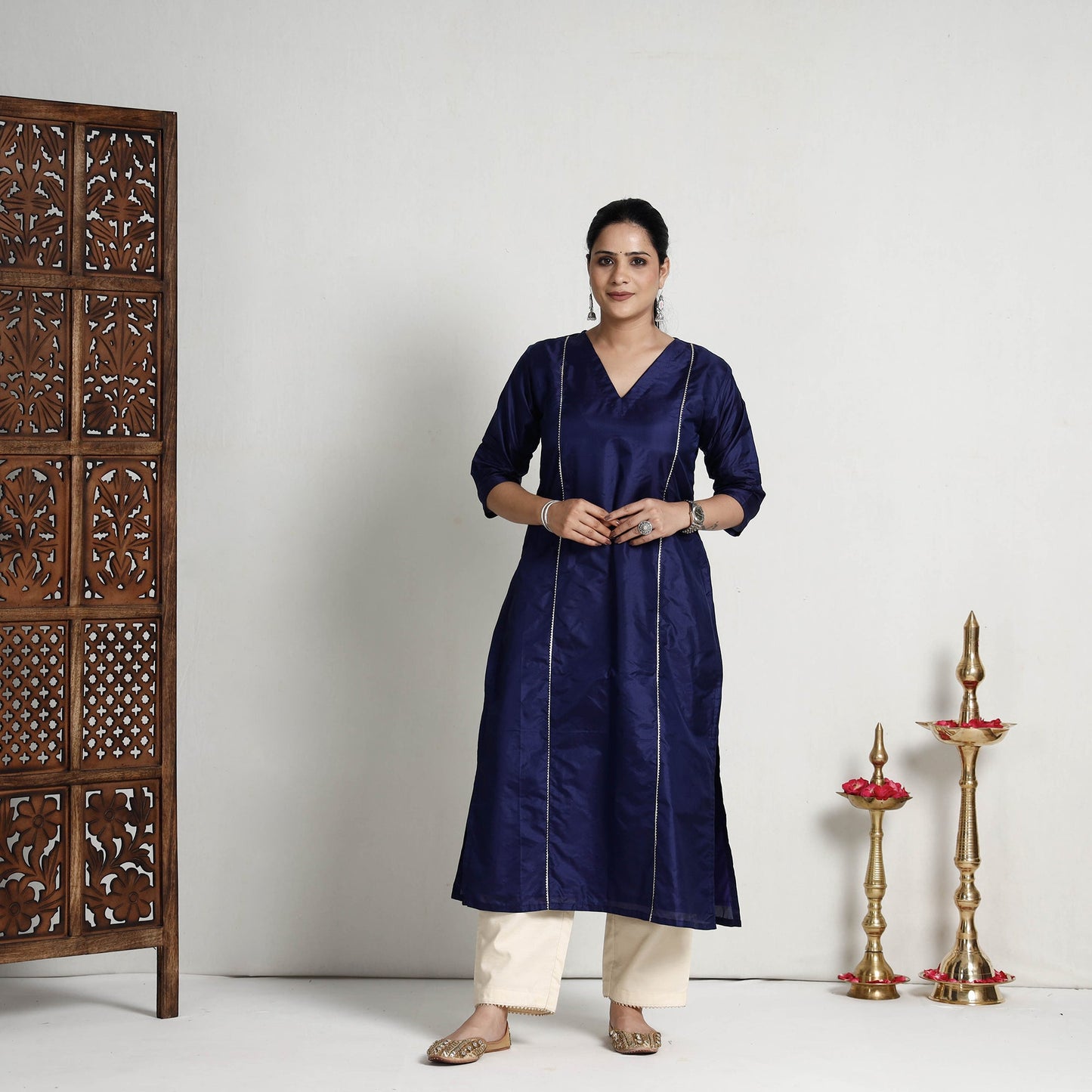 Buy Ethnic Plain Pure Silk Kurta for Women