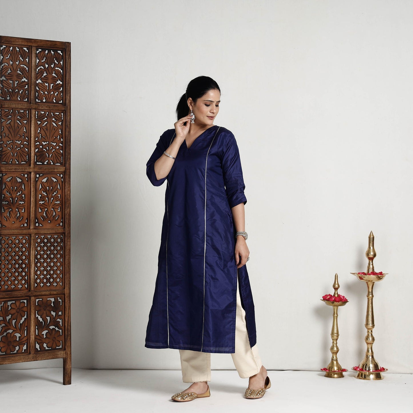 Buy Ethnic Plain Pure Silk Kurta for Women