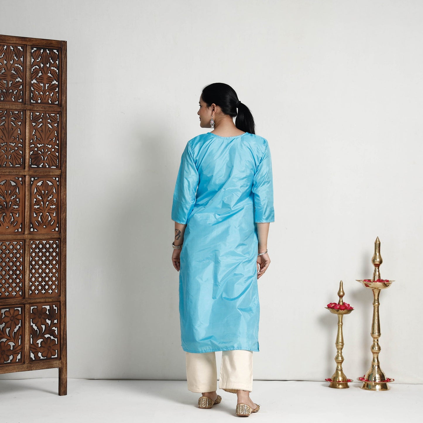 plain silk kurta