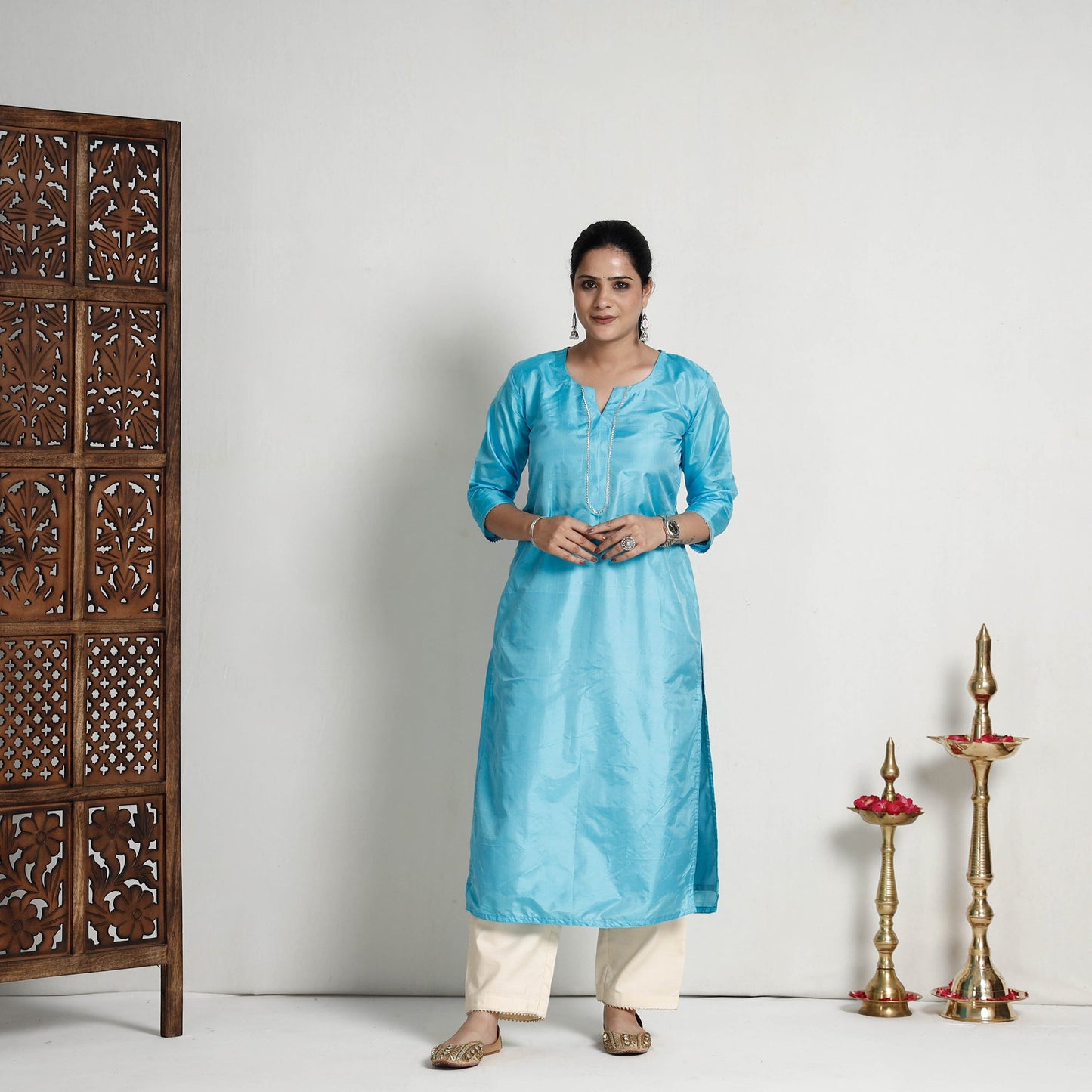 plain silk kurta