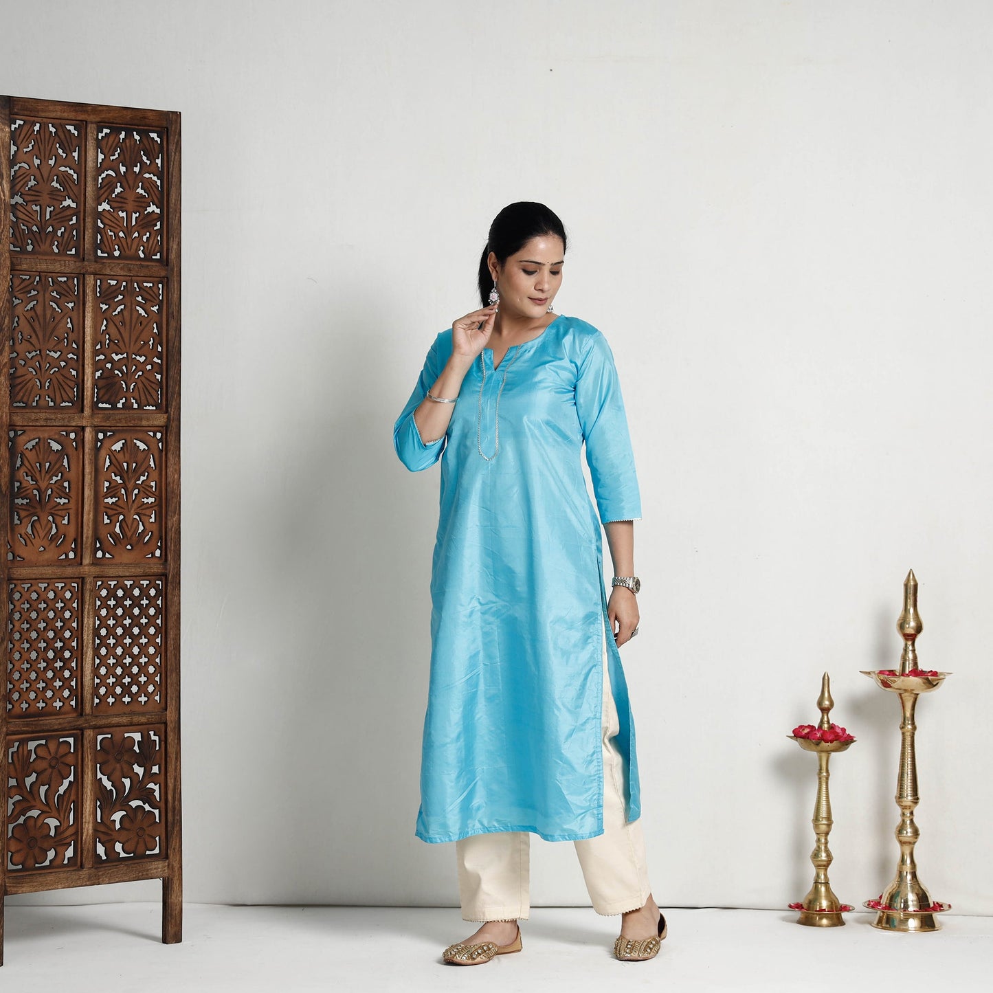 plain silk kurta