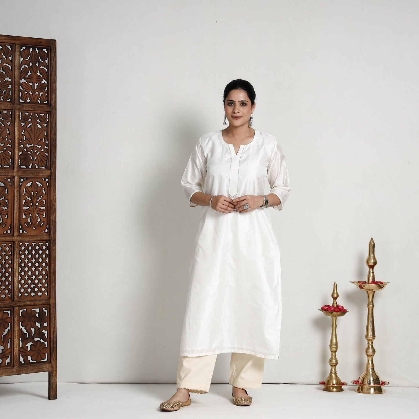 Buy Ethnic Plain Pure Silk Kurta for Women