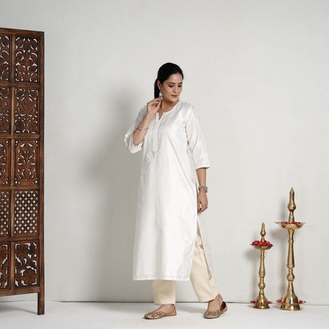 Buy Ethnic Plain Pure Silk Kurta for Women