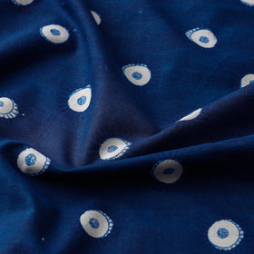 Eye-Patterned Blue Indigo Dabu Block Print Cotton Fabric
