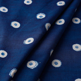 Eye-Patterned Blue Indigo Dabu Block Print Cotton Fabric