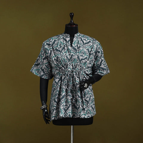 Hand batik cotton short kaftan 40 - handcrafted