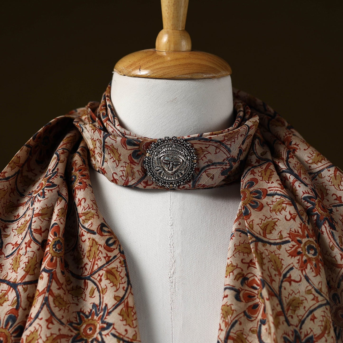 Kalamkari chanderi silk pendant necklace scarf 17