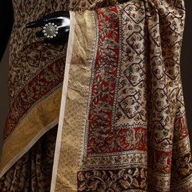Brown - natural dyed pedana chanderi silk kalamkari saree