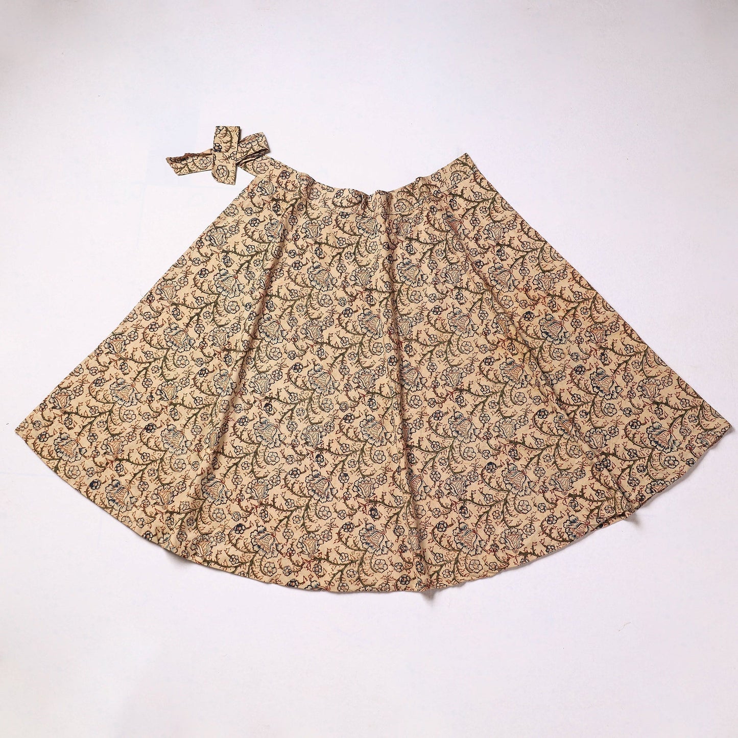  Kalamkari Block Printed Cotton Wrap Around Skirt 