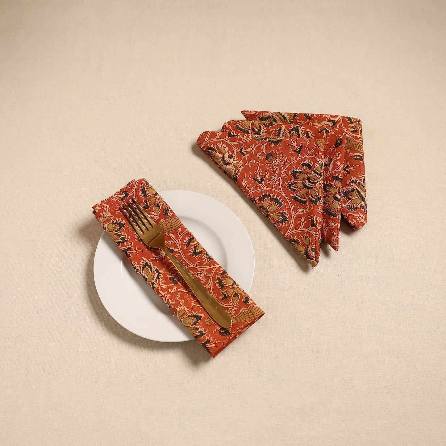 Kalamkari table napkin (set of 4) 26 - handcrafted