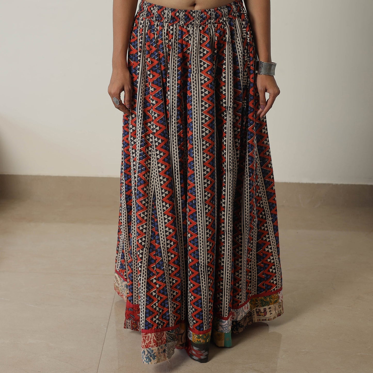  Bagru Block Printed 24 Kali Patchwork Cotton Long Skirt 16 Online at iTokri.com