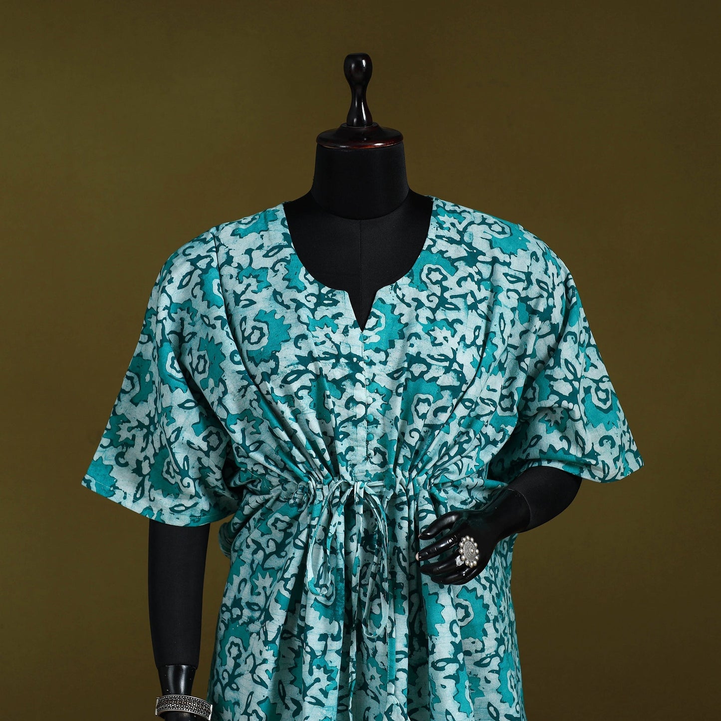 Hand batik cotton medium kaftan 51 - handcrafted