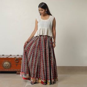  Bagru Block Printed 24 Kali Patchwork Cotton Long Skirt 16 Online at iTokri.com