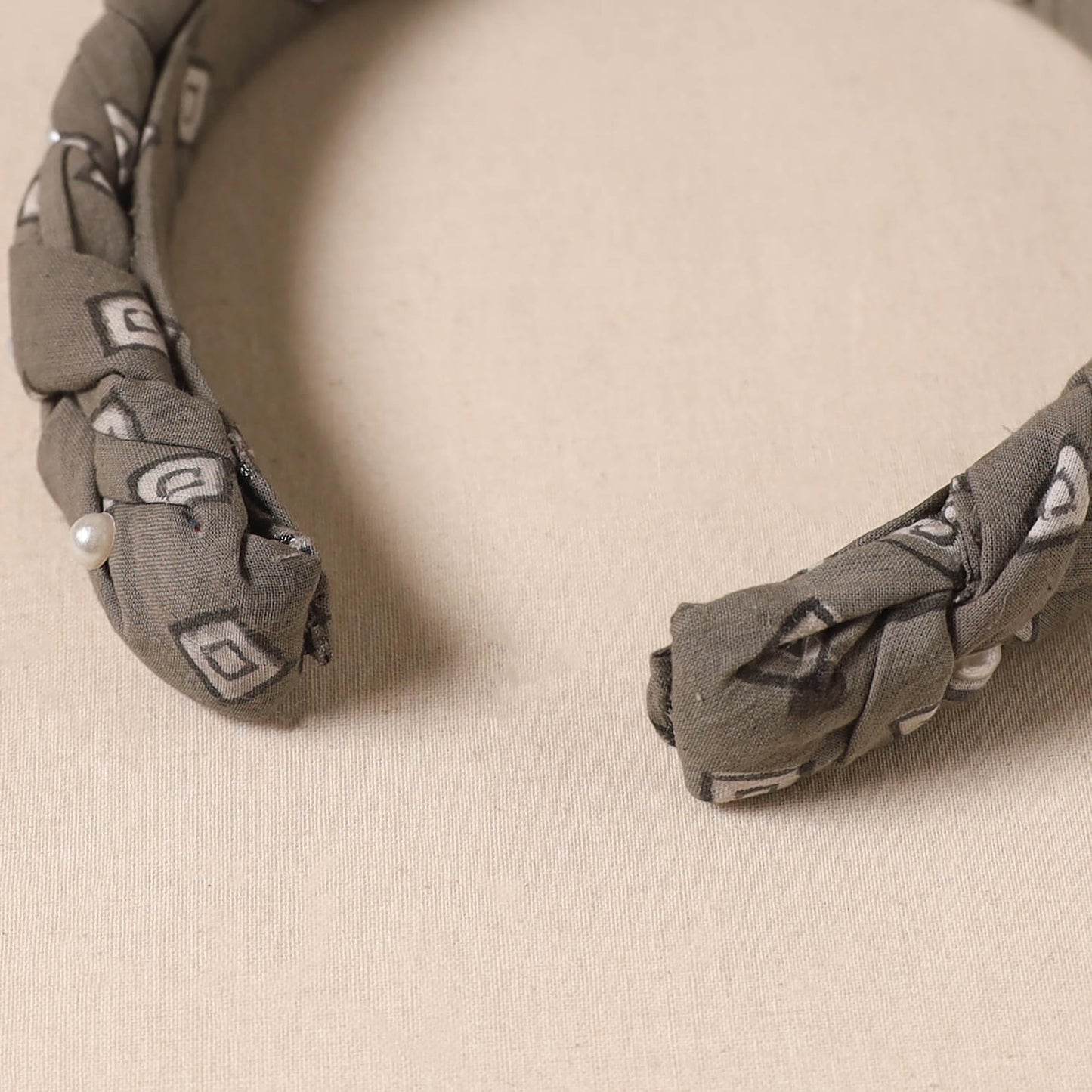 Fabart braided hair band with bead work 47 - handcrafted