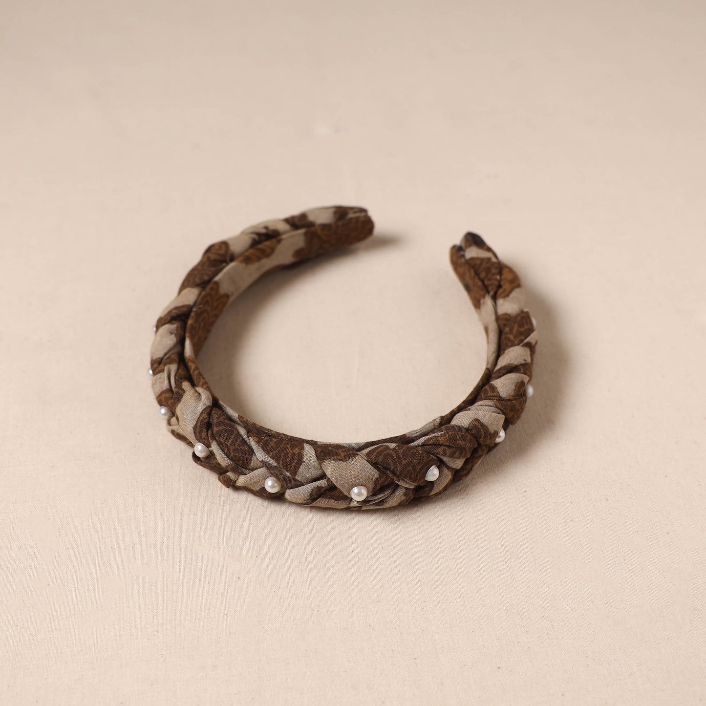 Fabart braided hair band with bead work 53 - handcrafted