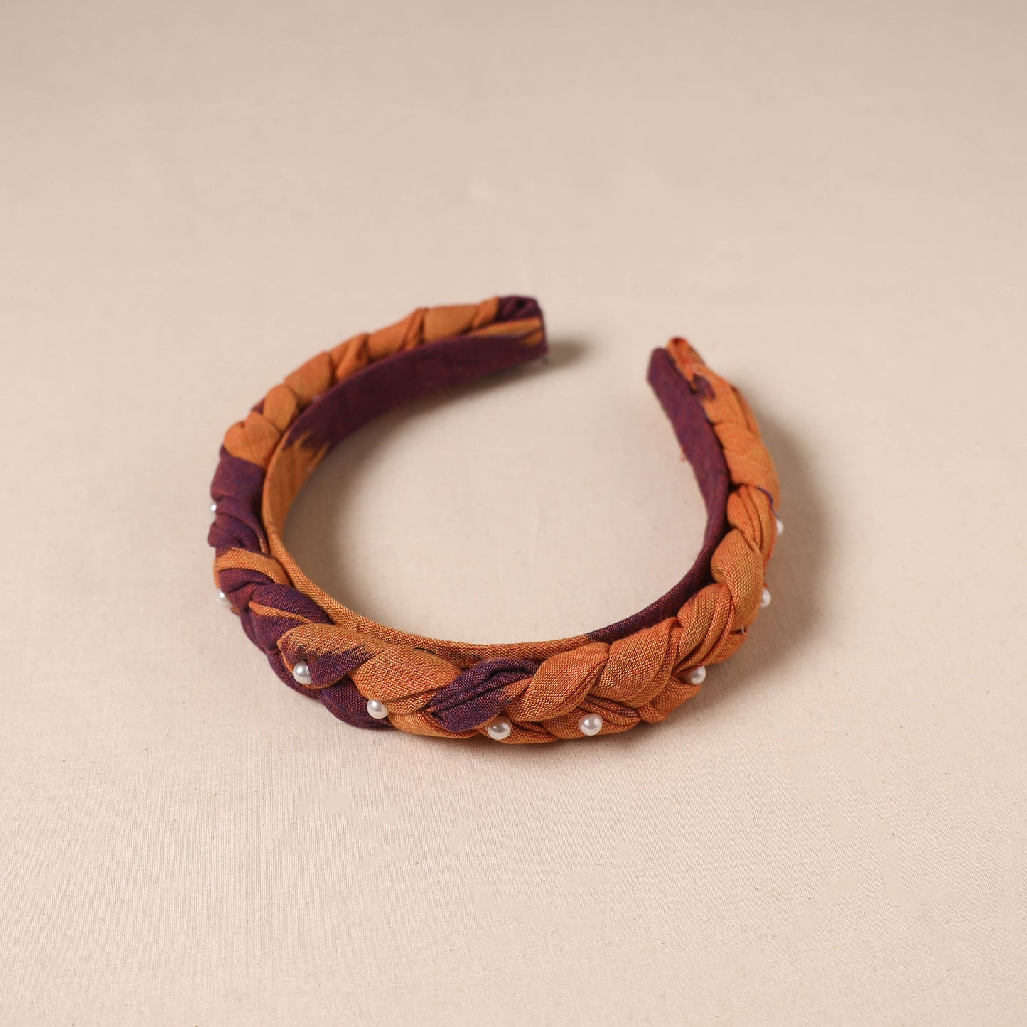 Fabart braided hair band with bead work 56 - handcrafted