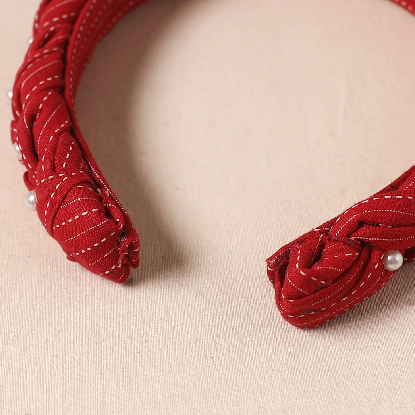 Fabart braided hair band with bead work 65 - handcrafted