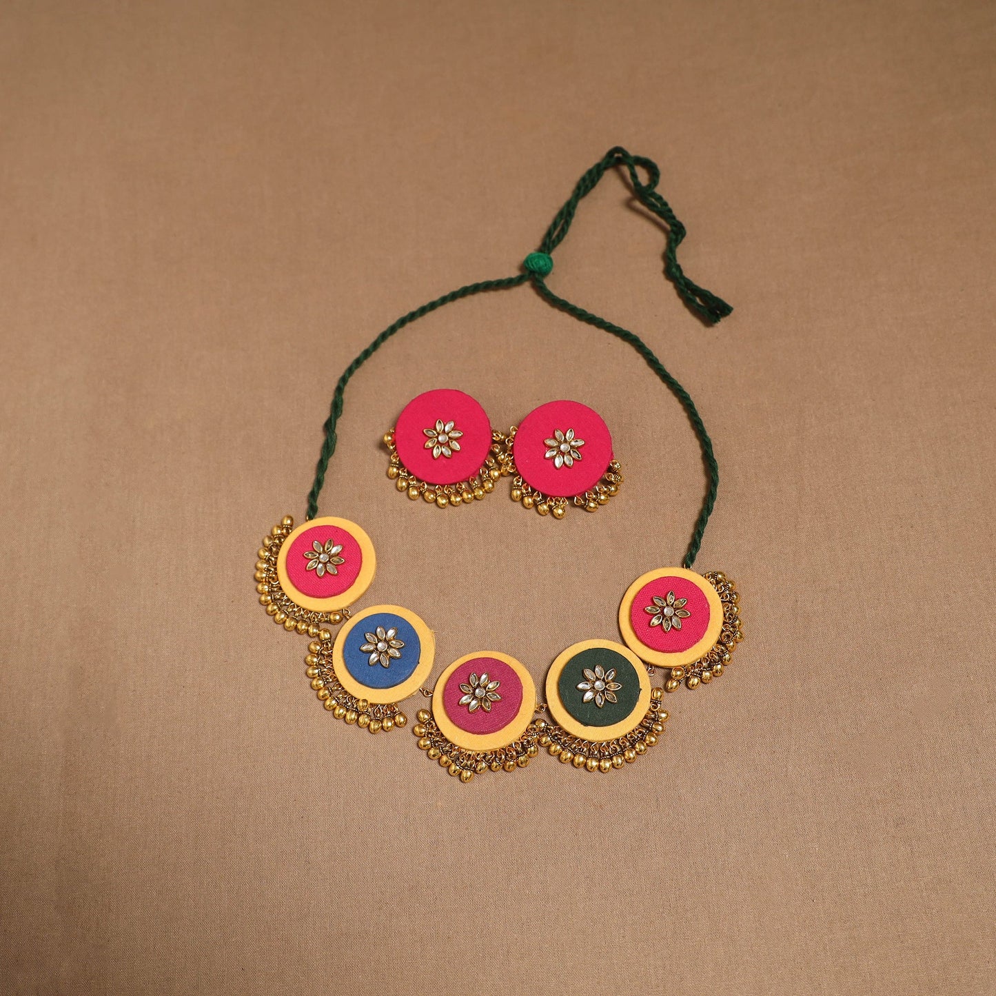 Fabart ghungroo & kundan work necklace set 22 - handcrafted