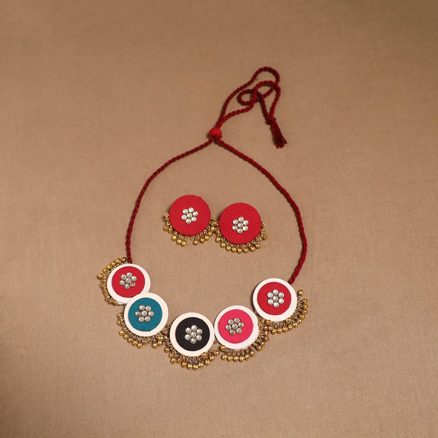 Fabart ghungroo & kundan work necklace set 24 - handcrafted