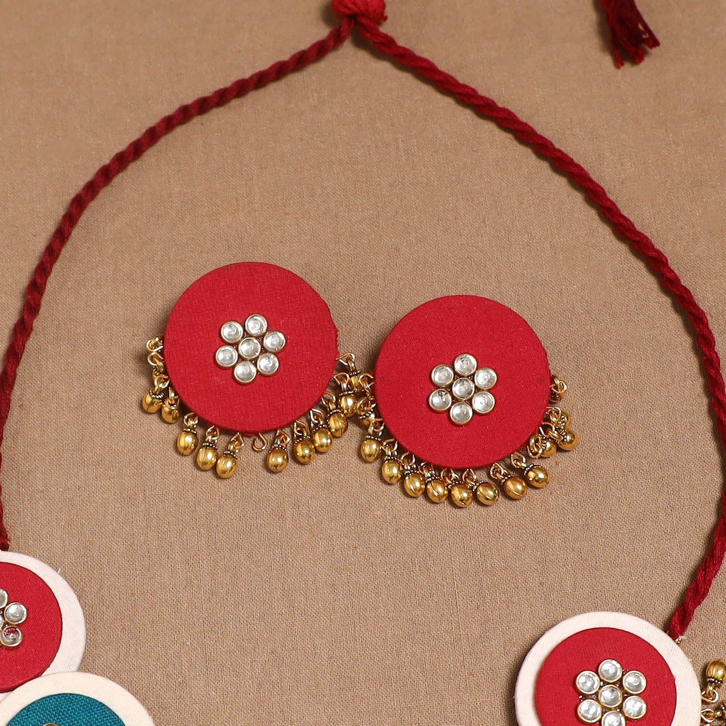 Fabart ghungroo & kundan work necklace set 24 - handcrafted