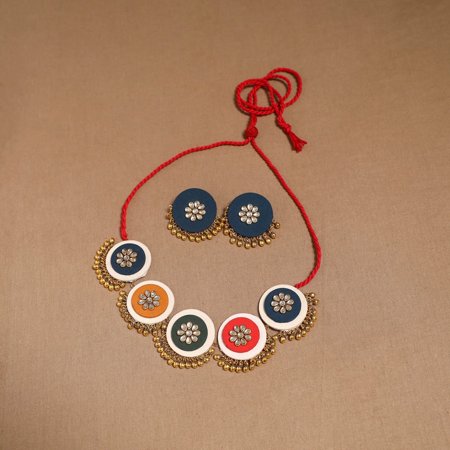 Fabart ghungroo & kundan work necklace set 25 - handcrafted