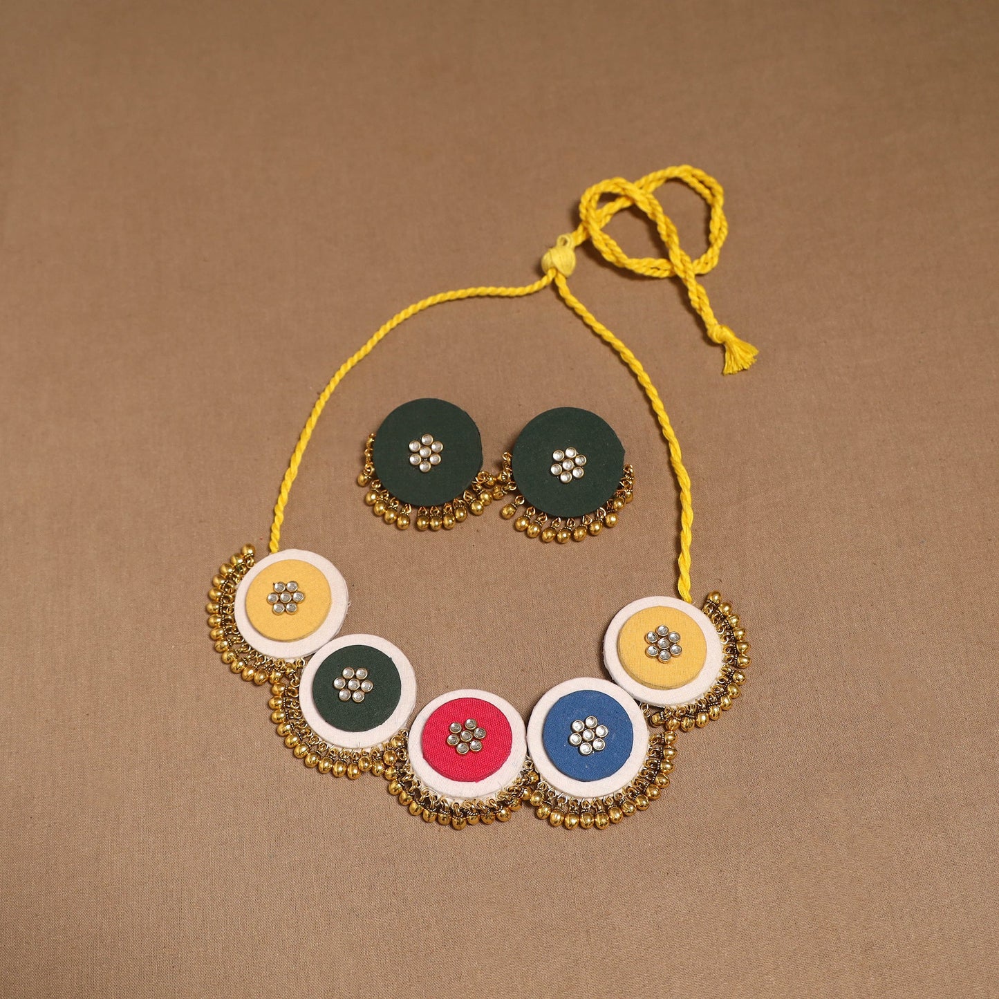 Fabart ghungroo & kundan work necklace set 27 - handcrafted