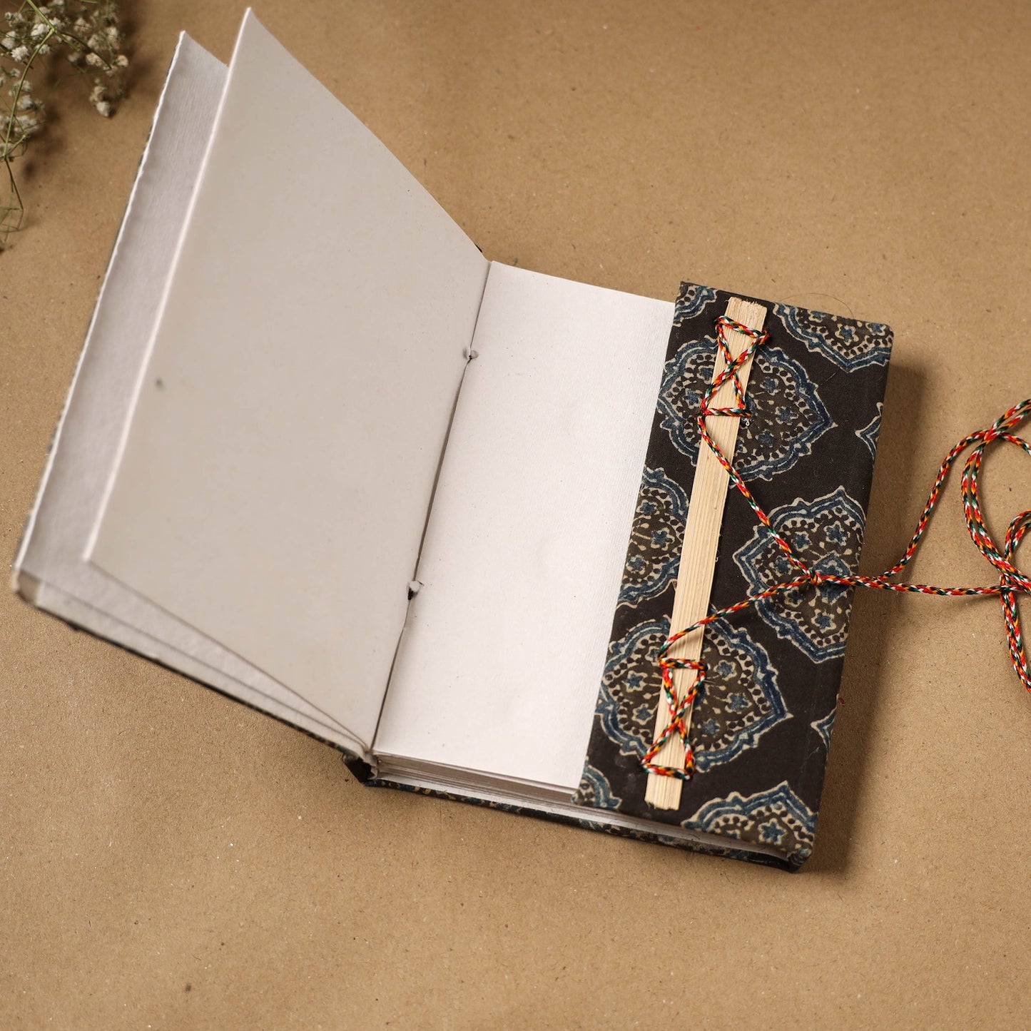 Fabric cover handmade paper notebook with thread lock 64