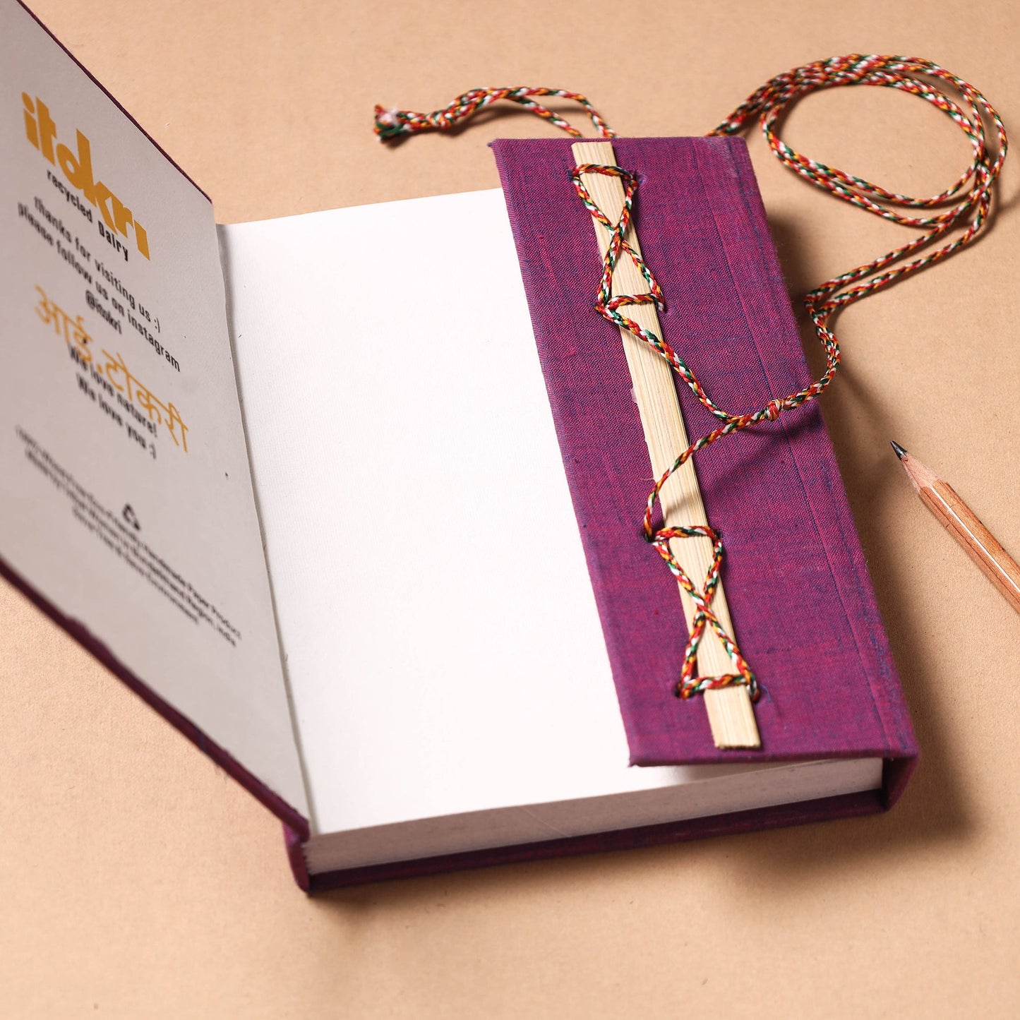 Fabric Cover Handmade Paper Notebook with Thread Lock