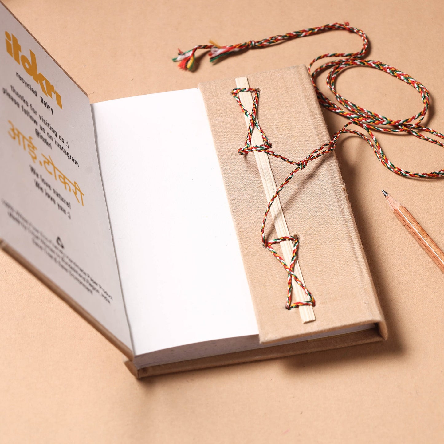 Fabric Cover Handmade Paper Notebook with Thread Lock