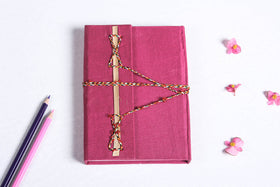 Fabric cover handmade paper notebook with thread lock