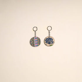 Fabric-embellished wood keychain (set of 2) 29 - handcrafted