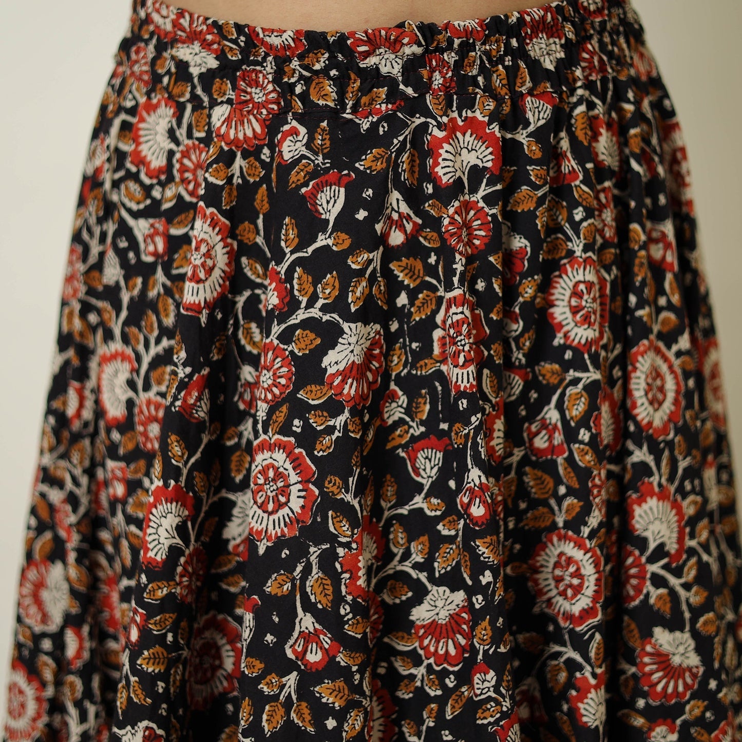 Multicolor - hand printed cotton long bagru skirt 08