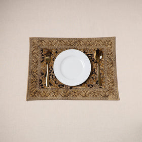 Brown - natural dyed pedana kalamkari cotton table mat 14