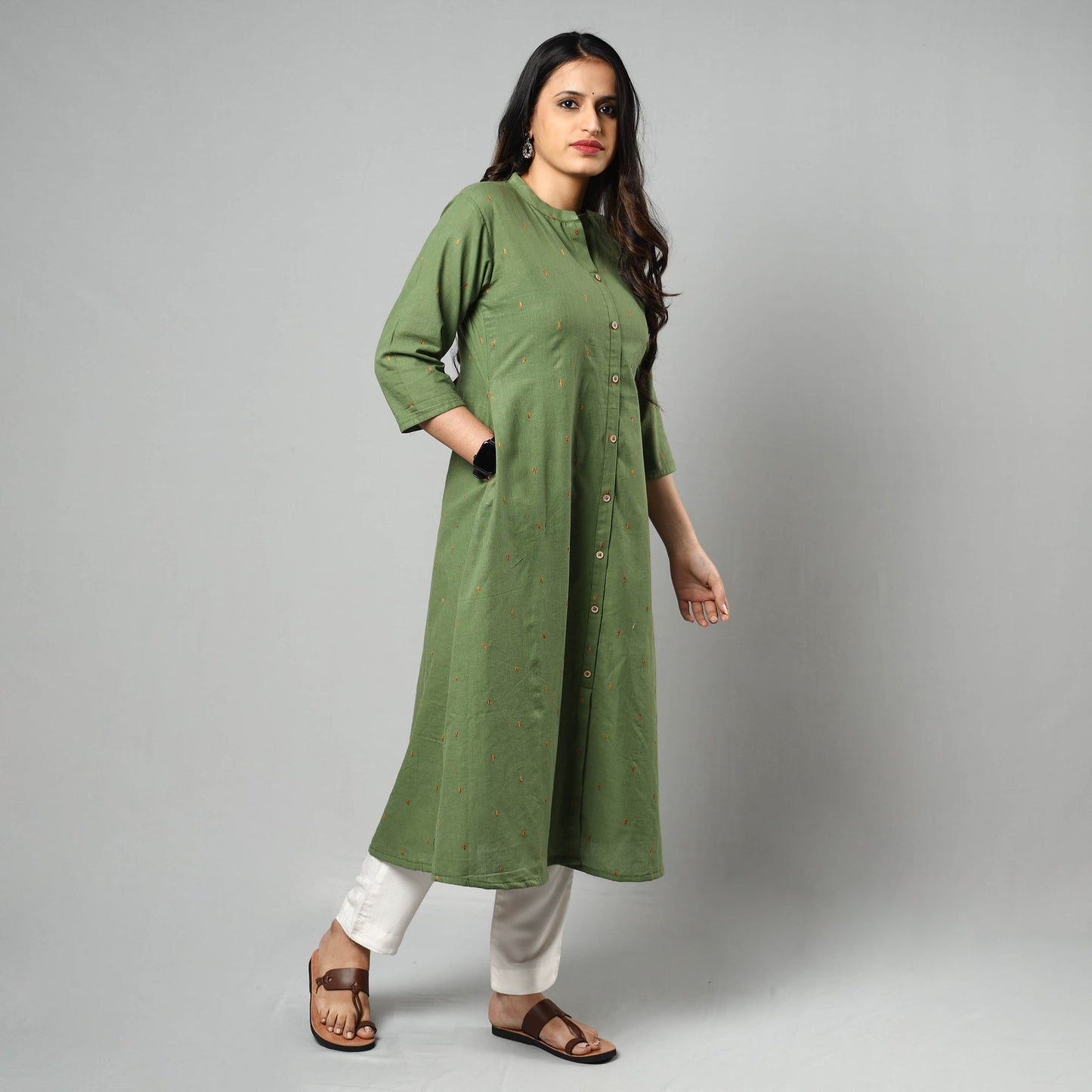  Jacquard Cotton Long Kurta Online 