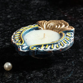  Festive Decor Handpainted Terracotta Wax Filled Diyas (Set of 4) Online at iTokri.com 