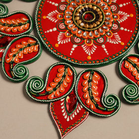 Festive floral handpainted wooden rangoli 01 - handcrafted