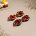 Festive handpainted clay diya (set of 4) 07 - handcrafted