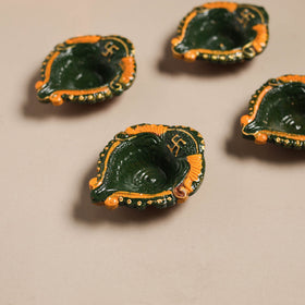 Festive handpainted clay diya (set of 4) 11 - handcrafted