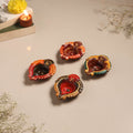 Festive handpainted clay diya (set of 4) 15 - handcrafted