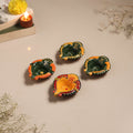 Festive handpainted clay diya (set of 4) 16 - handcrafted
