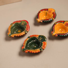 Festive handpainted clay diya (set of 4) 17 - handcrafted