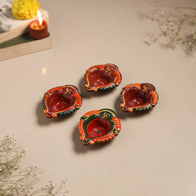 Festive handpainted clay diya (set of 4) 19 - handcrafted