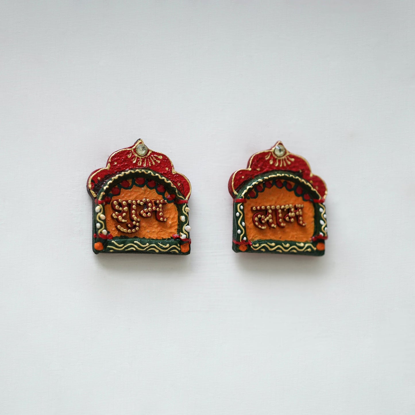 Festive handpainted wooden subh labh 23 - handcrafted